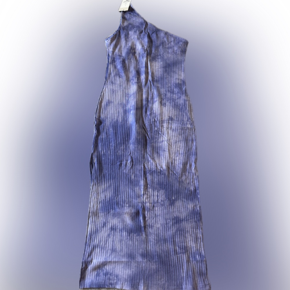 HALARA one shoulder purple Tie-Dye Ribbed Dress NWT Large
